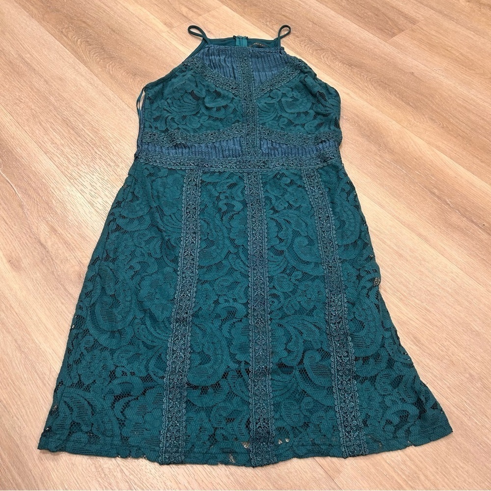 Suzy Sheer green sleeveless dress